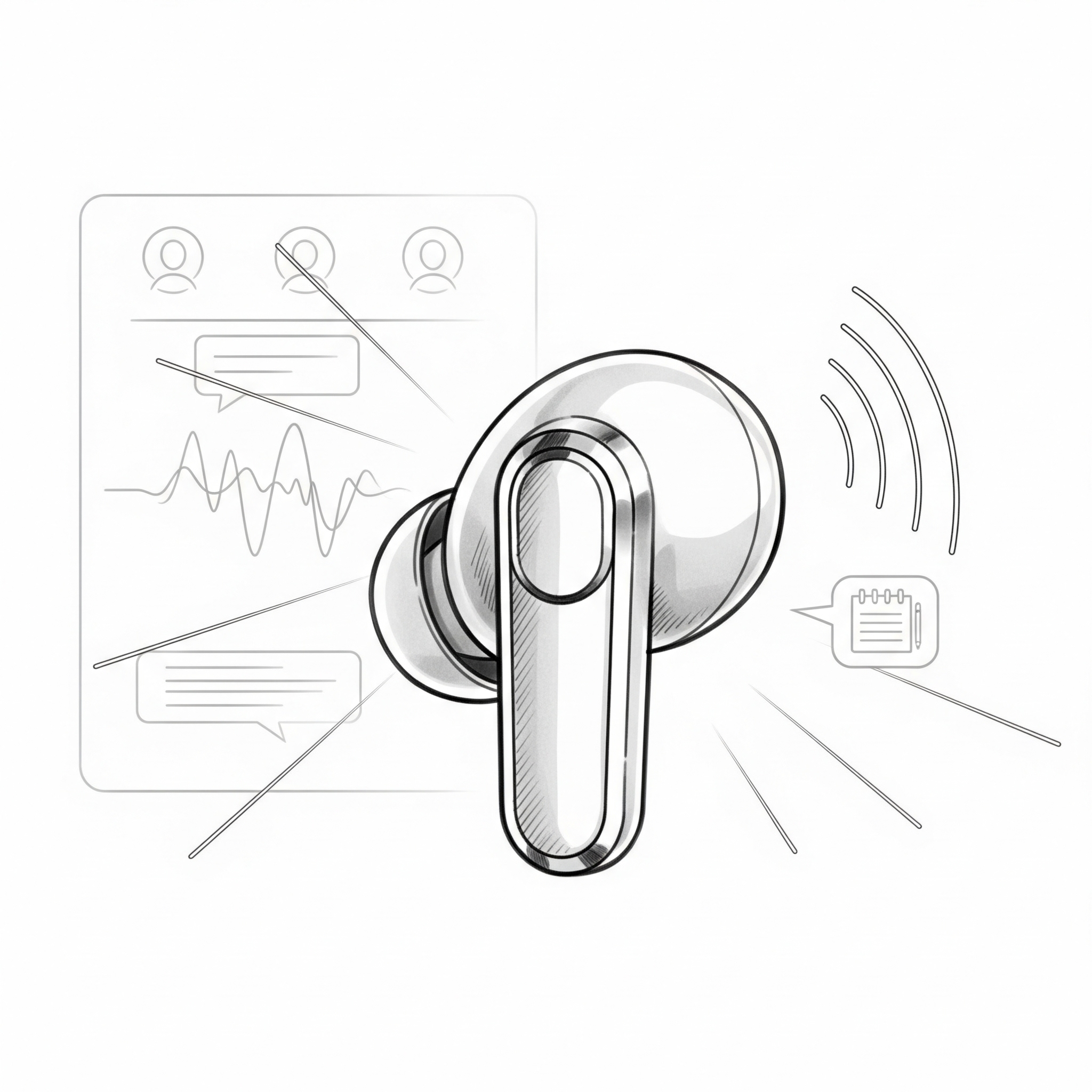 AI-powered smart earbud concept visualization